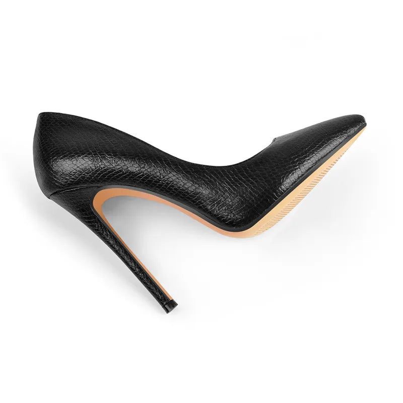 Dames Zwarte Pumps Slip Op Stiletto 12 cm Hoge Hak Klassieke Damesschoenen - Zwart