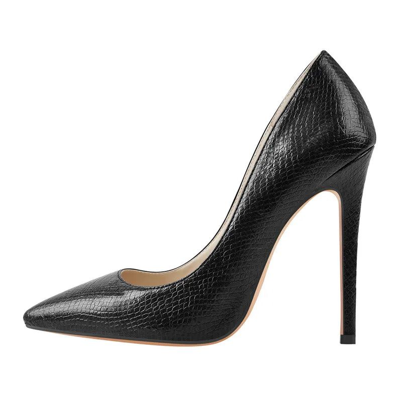 Dames Zwarte Pumps Slip Op Stiletto 12 cm Hoge Hak Klassieke Damesschoenen - Zwart