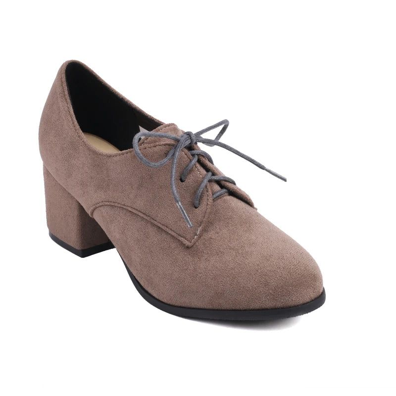 Elegante Dames Loafers Met Lage Hakken En Hak Oxford Feestschoenen - Zwart