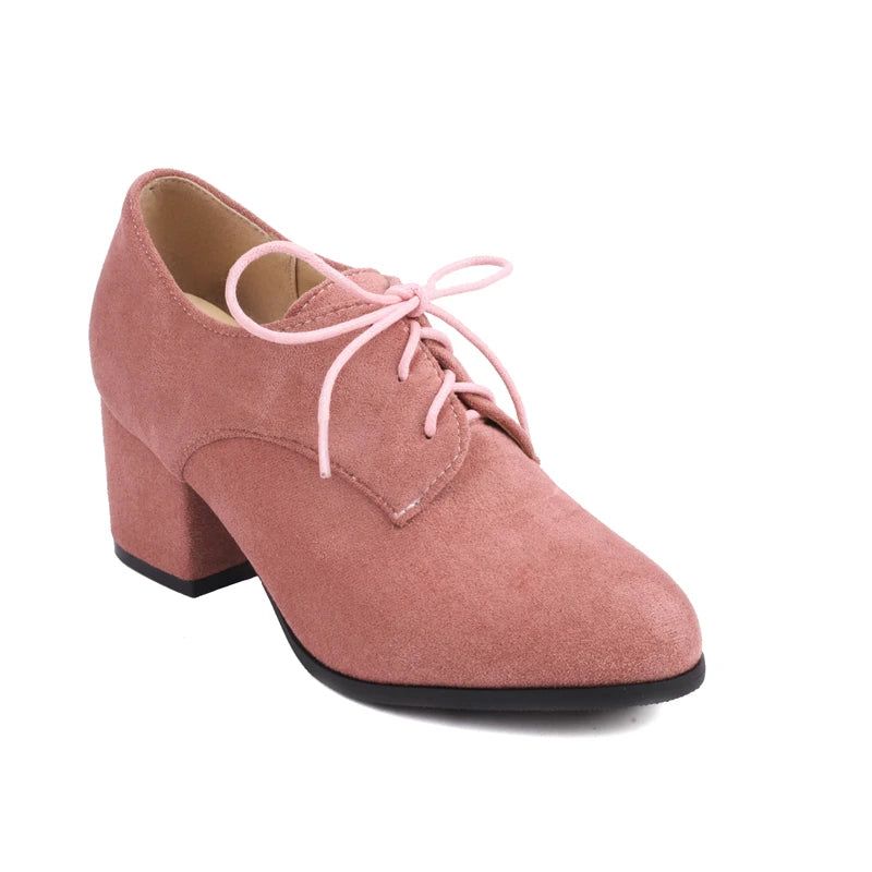 Elegante Dames Loafers Met Lage Hakken En Hak Oxford Feestschoenen - Zwart