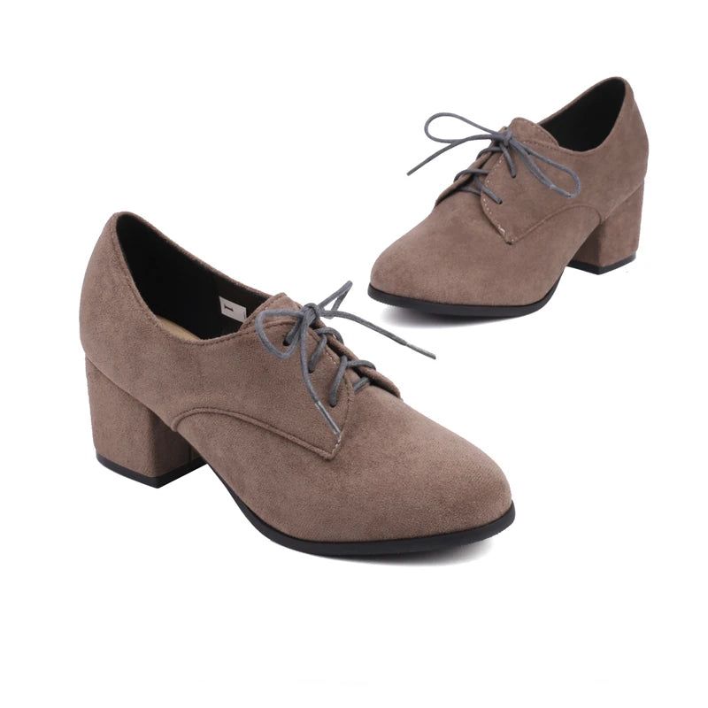 Elegante Dames Loafers Met Lage Hakken En Hak Oxford Feestschoenen - Zwart