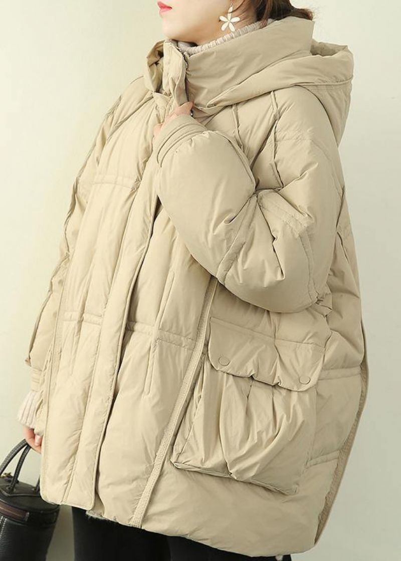 2024 Oversized Warme Winterjas Winterjassen Met Opstaande Kraag Beige Winteruitloper Met Capuchon