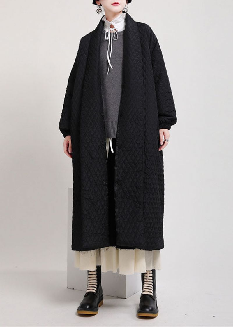 Art Black Oversized Zijopen Fijne Katoenen Gevulde Pufferjassen Winter - Dames donsjacks