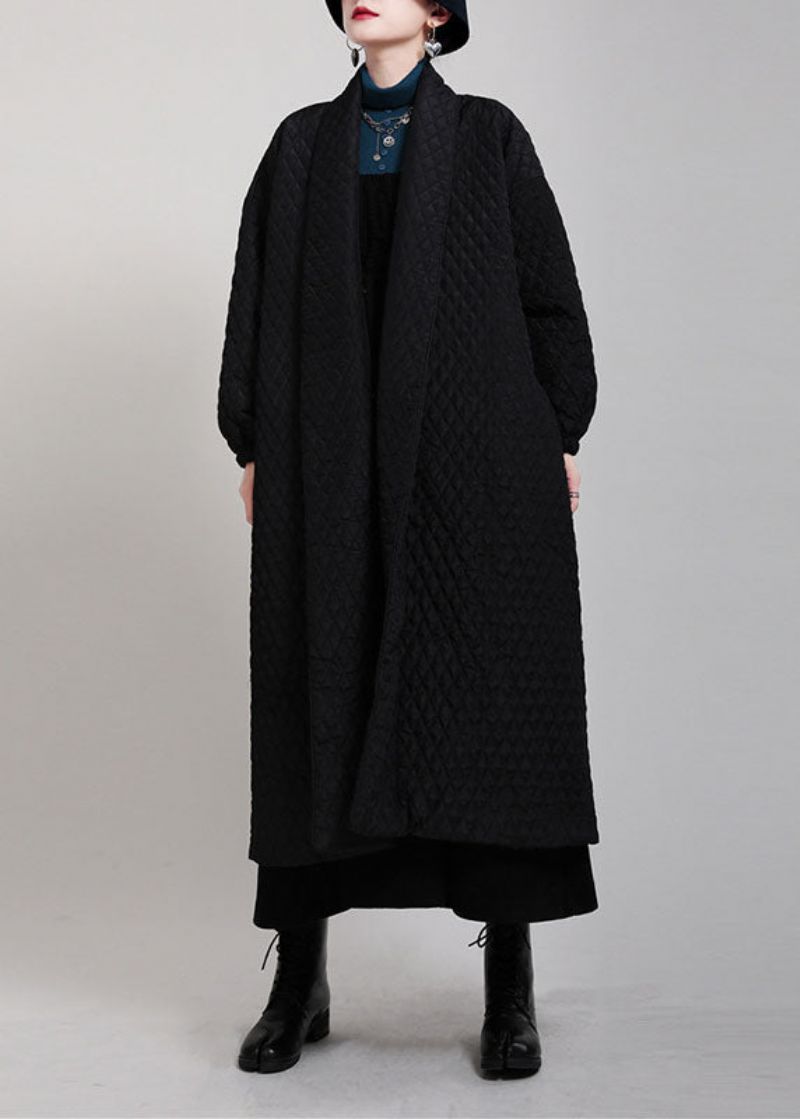 Art Black Oversized Zijopen Fijne Katoenen Gevulde Pufferjassen Winter - Dames donsjacks