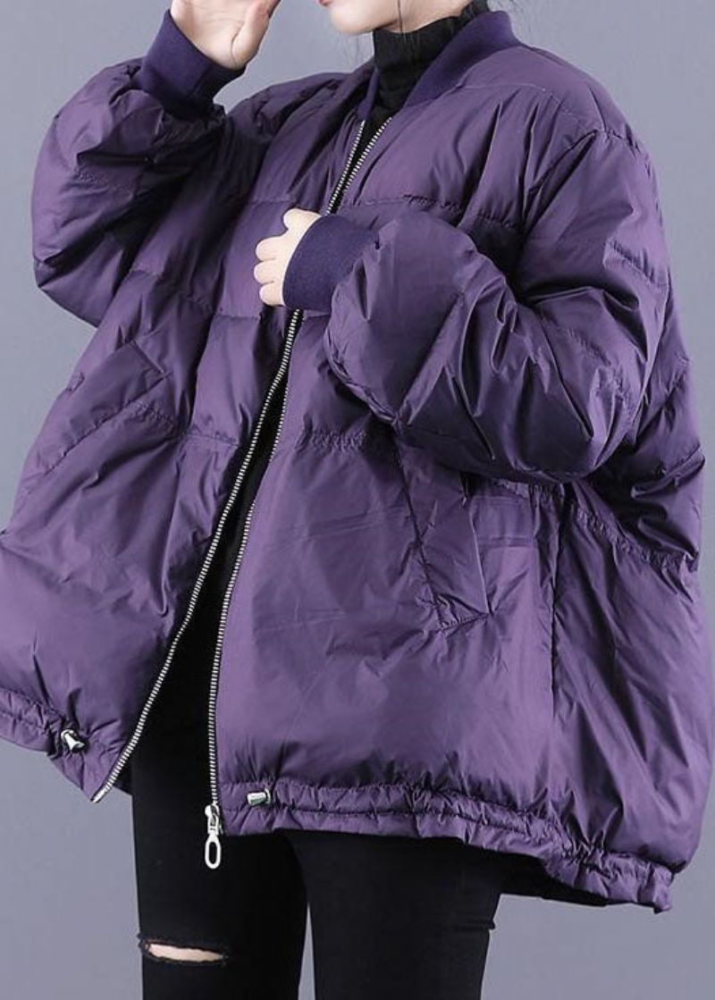 Art Purple Zip Up Trekkoord Fijne Katoen Gevulde Dikke Winterjassen