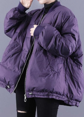 Art Purple Zip Up Trekkoord Fijne Katoen Gevulde Dikke Winterjassen