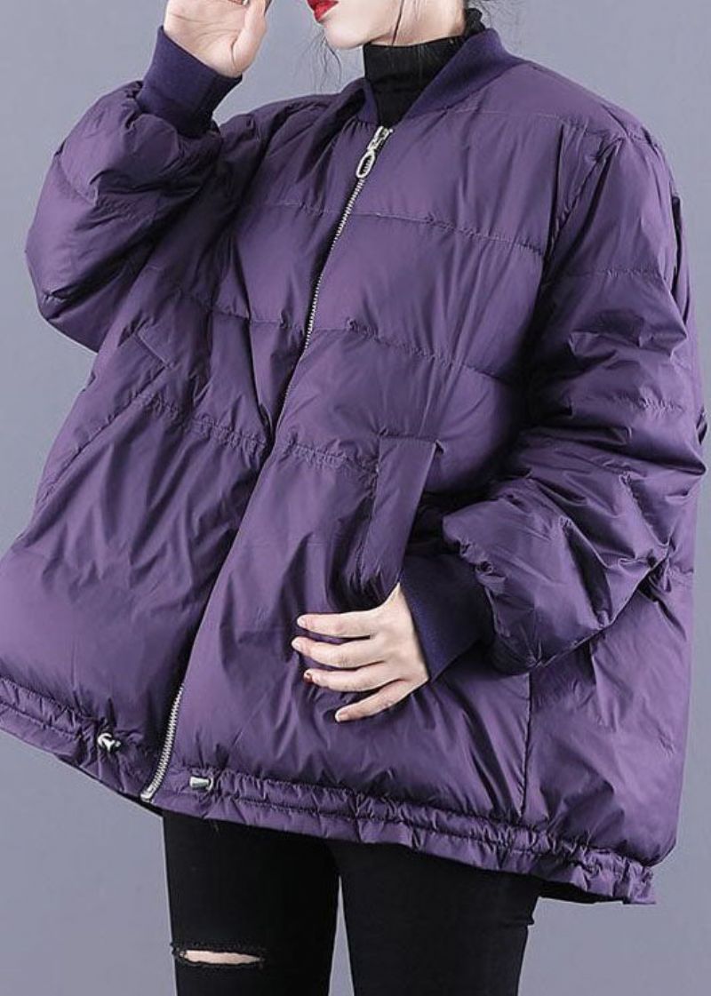 Art Purple Zip Up Trekkoord Fijne Katoen Gevulde Dikke Winterjassen - Dames donsjacks