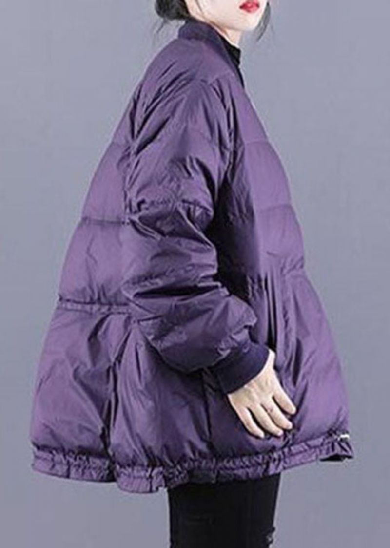 Art Purple Zip Up Trekkoord Fijne Katoen Gevulde Dikke Winterjassen - Dames donsjacks