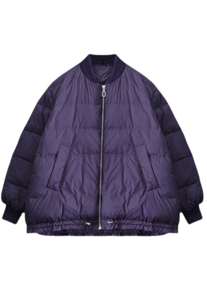 Art Purple Zip Up Trekkoord Fijne Katoen Gevulde Dikke Winterjassen - Dames donsjacks