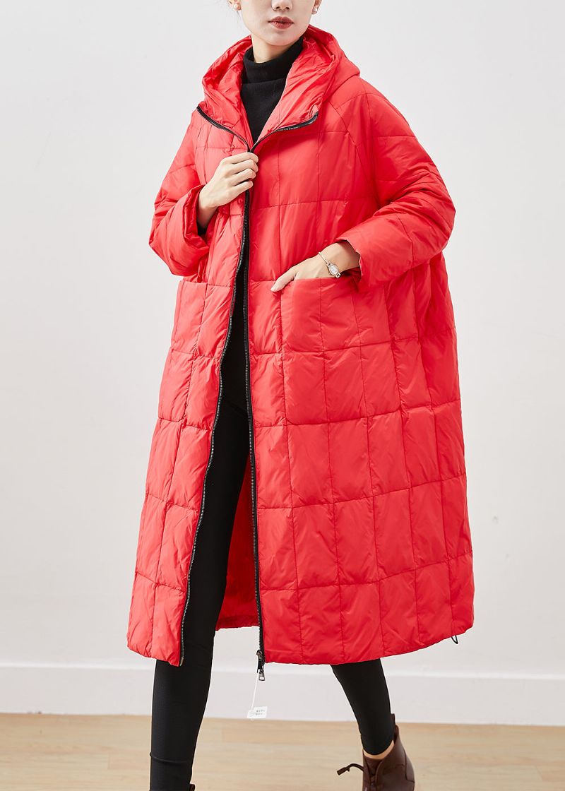 Biologische Rode Oversized Warme Eendendons Puffers Jassen Winter - Dames donsjacks