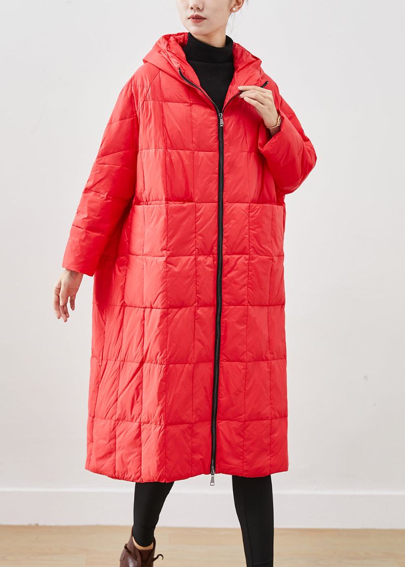 Biologische Rode Oversized Warme Eendendons Puffers Jassen Winter - Dames donsjacks