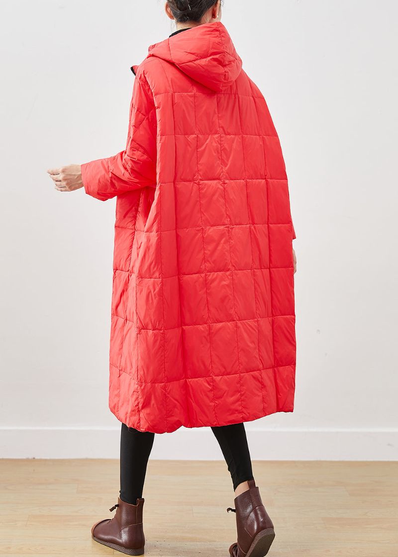 Biologische Rode Oversized Warme Eendendons Puffers Jassen Winter - Dames donsjacks