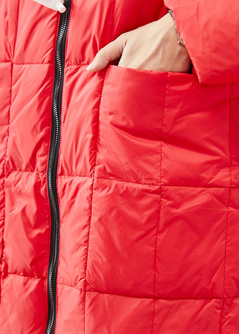 Biologische Rode Oversized Warme Eendendons Puffers Jassen Winter - Dames donsjacks