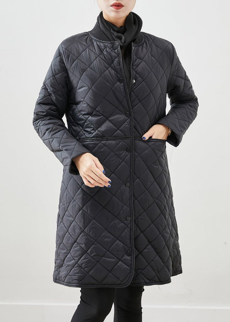 Biologische Zwarte Slim-fit Dikke Fijne Katoenen Gevulde Parka Winter - Dames donsjacks