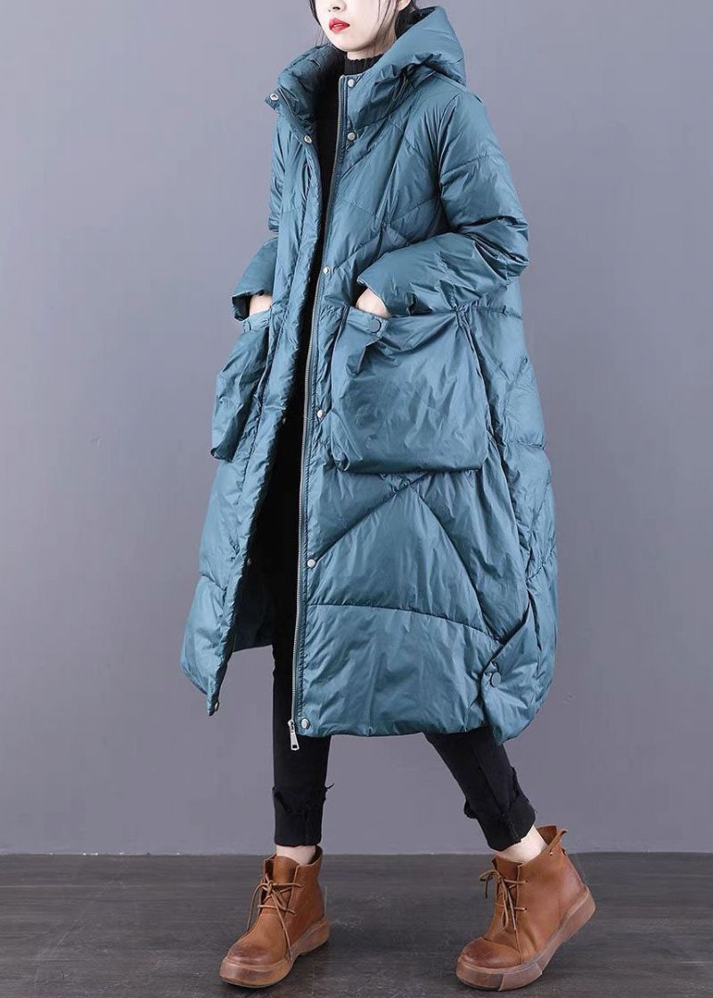 Blauwe Casual Eendendonsjas Met Ritssluiting Winter