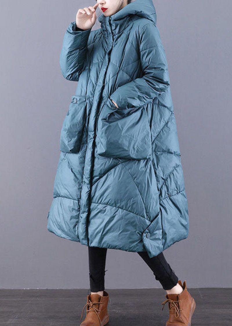 Blauwe Casual Eendendonsjas Met Ritssluiting Winter - Blauw