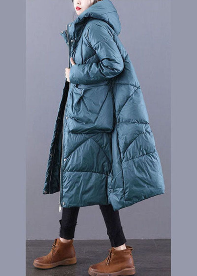 Blauwe Casual Eendendonsjas Met Ritssluiting Winter - Blauw