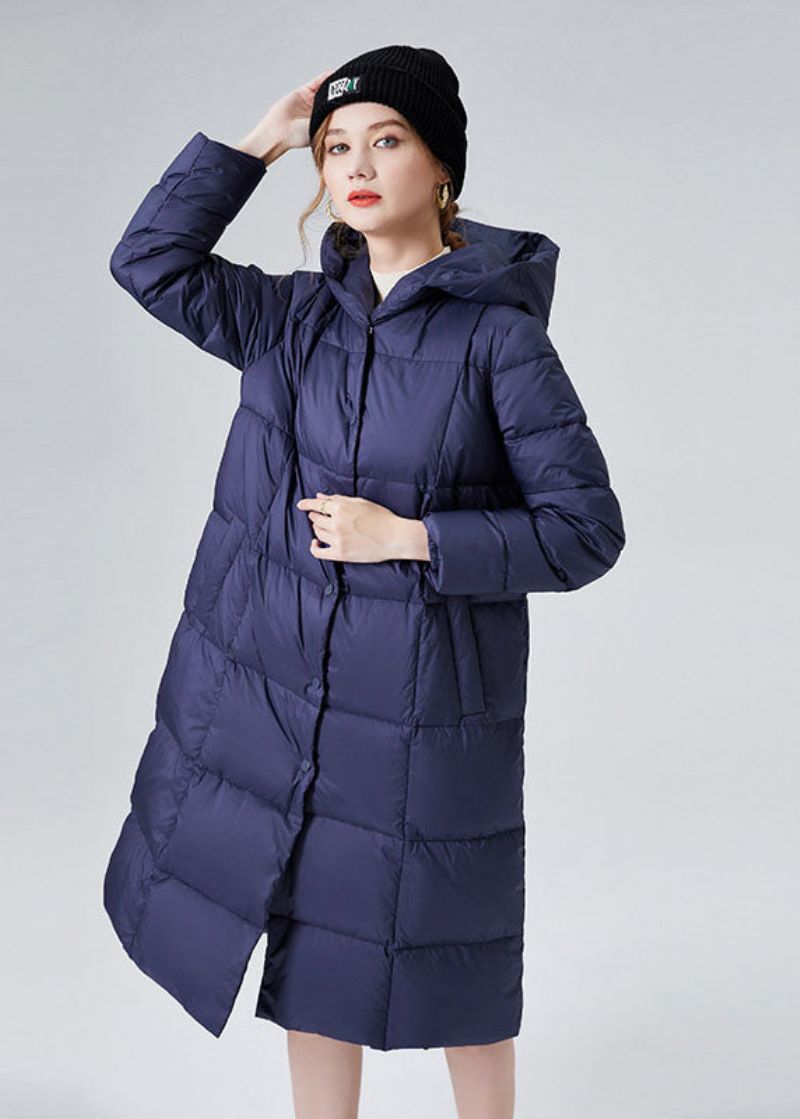 Blauwe Warme Eendendons Puffers Jassen Met Capuchon Winter - Blauw