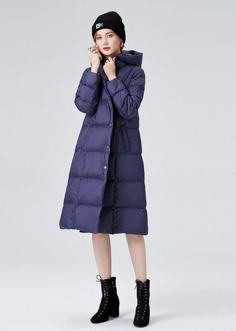 Blauwe Warme Eendendons Puffers Jassen Met Capuchon Winter - Blauw