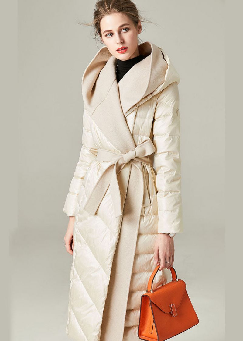 Boutique Beige Patchwork Met Capuchon Eendendons Nep Tweedelige Jassen Winter - Dames donsjacks