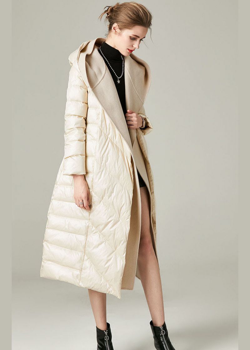 Boutique Beige Patchwork Met Capuchon Eendendons Nep Tweedelige Jassen Winter - Dames donsjacks