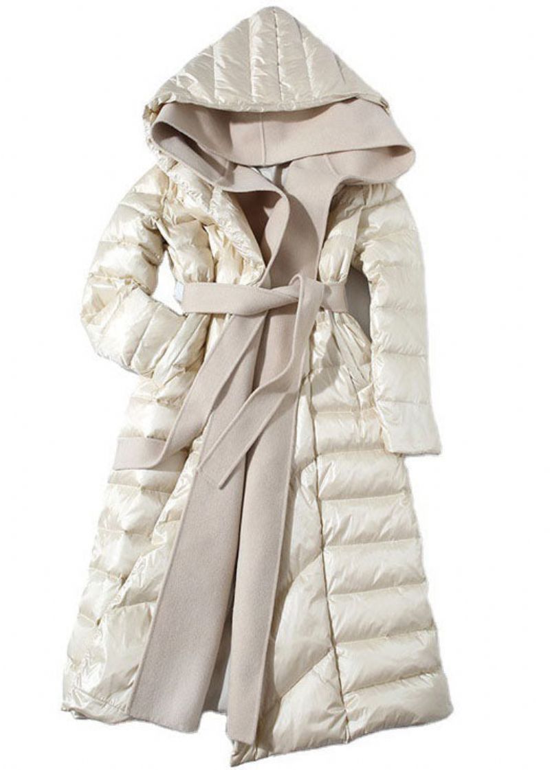 Boutique Beige Patchwork Met Capuchon Eendendons Nep Tweedelige Jassen Winter - Dames donsjacks