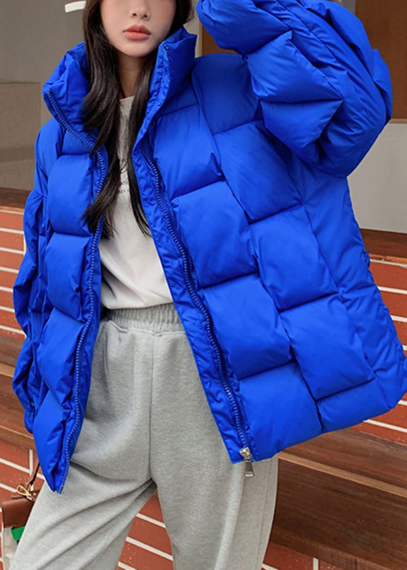 Boutique Blauwe Oversized Zakken Fijn Katoen Gevuld Pufferjack Winter - Dames donsjacks