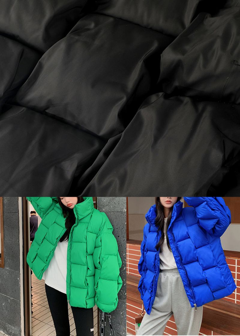 Boutique Blauwe Oversized Zakken Fijn Katoen Gevuld Pufferjack Winter - Dames donsjacks