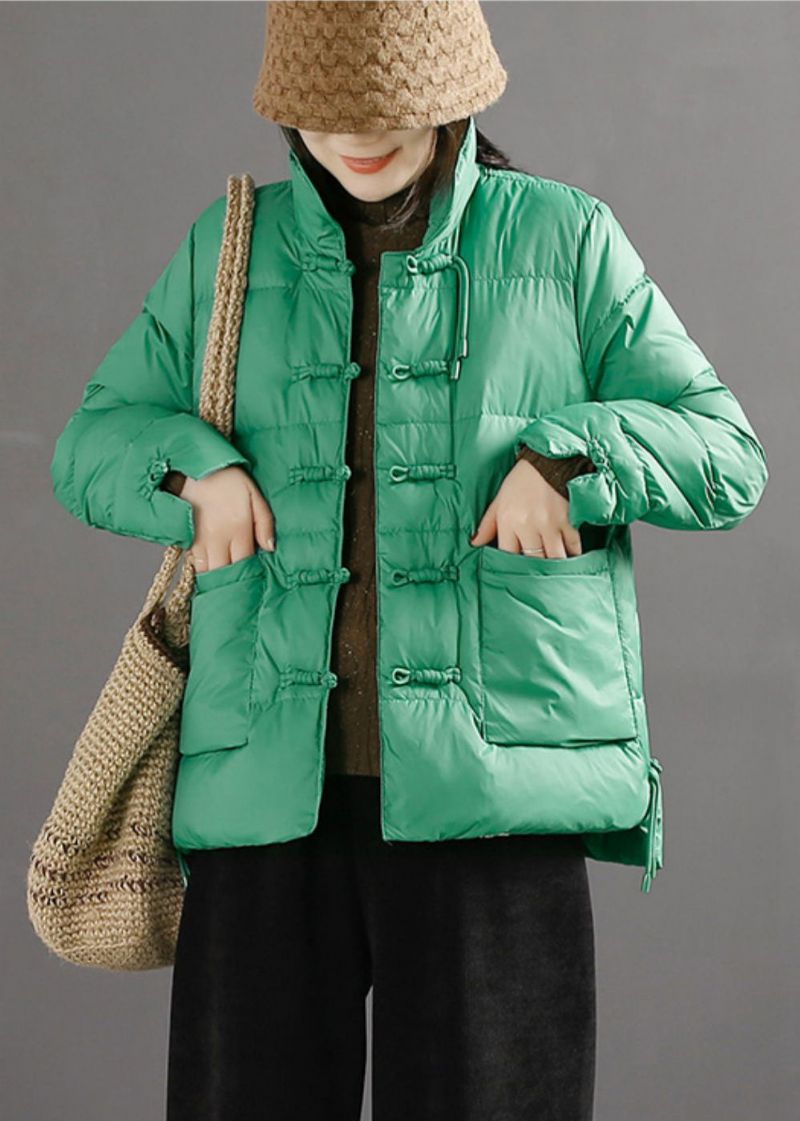 Boutique Groene Chinese Knoop Eendendonsjas Winter - Dames donsjacks