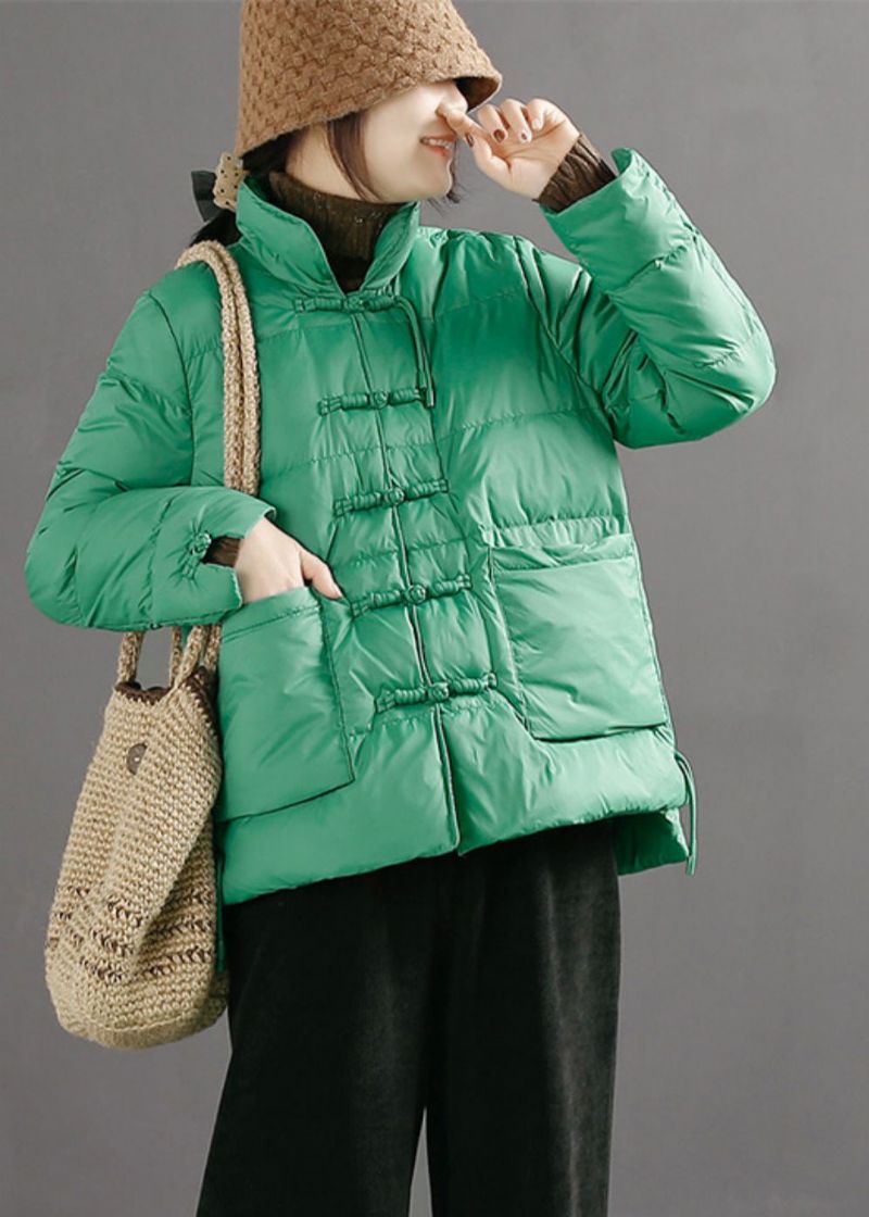 Boutique Groene Chinese Knoop Eendendonsjas Winter - Dames donsjacks