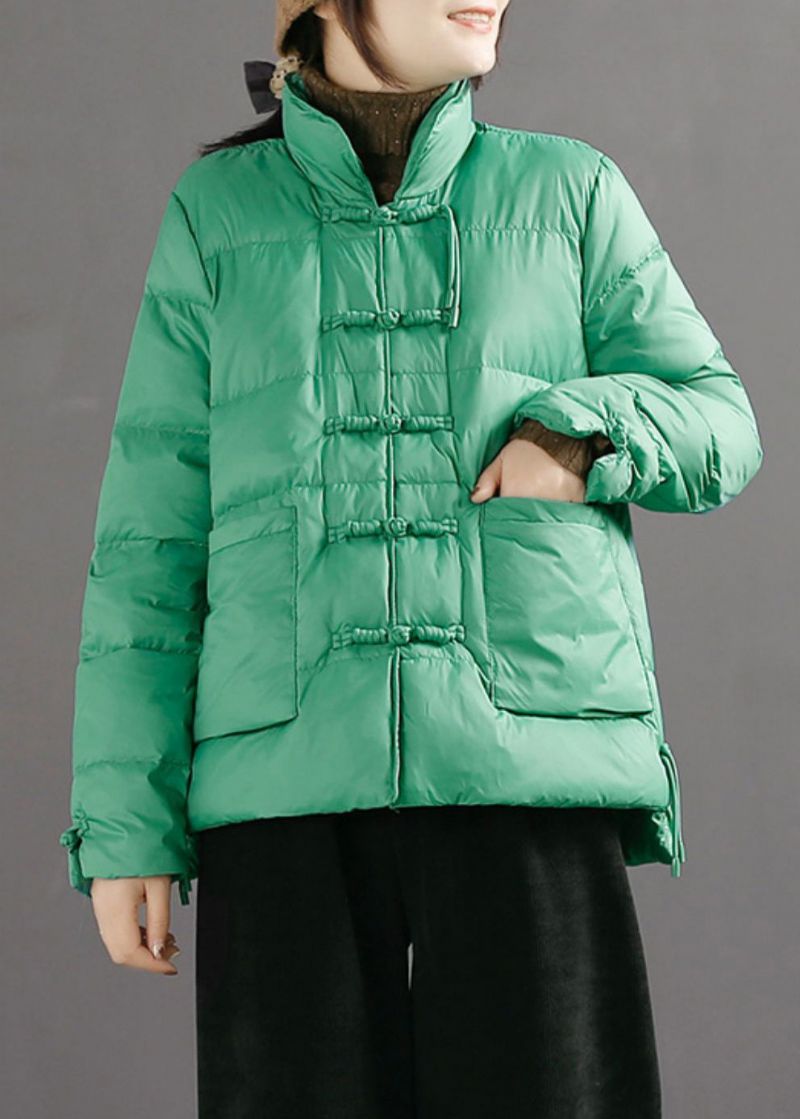 Boutique Groene Chinese Knoop Eendendonsjas Winter - Dames donsjacks