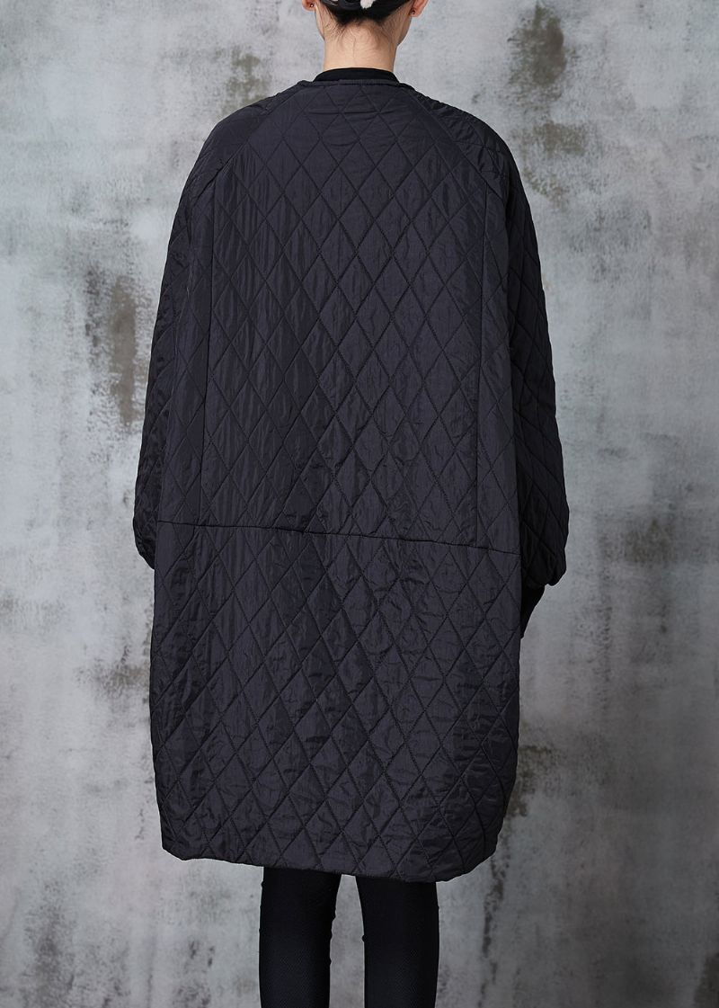 Boutique Zwart Oversized Patchwork Fijn Katoenen Gevuld Jack In De Winter - Dames donsjacks