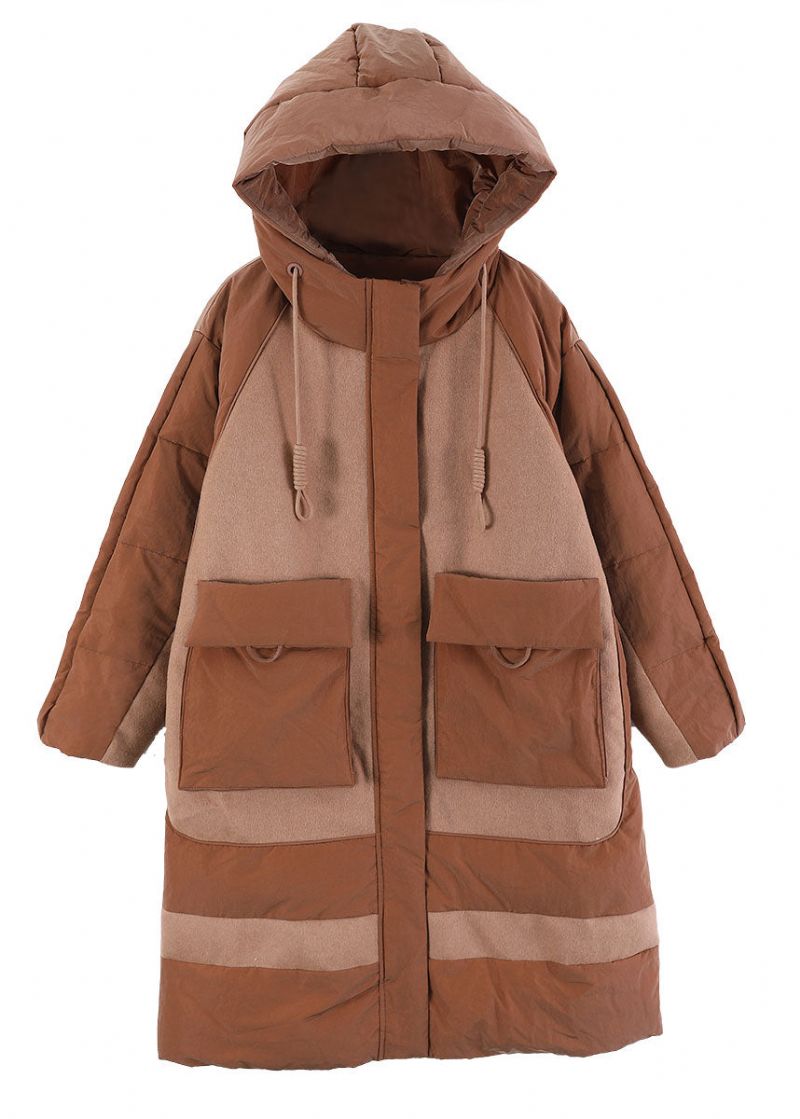 Camel Trekkoord Duck Down Winterjassen Zip Up Winter - Beige