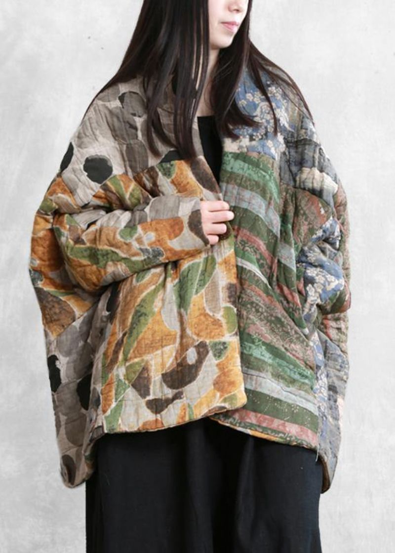 Casual Gebloemde Winterjassen Oversized Sneeuwjassen Met Vleermuismouwzakken