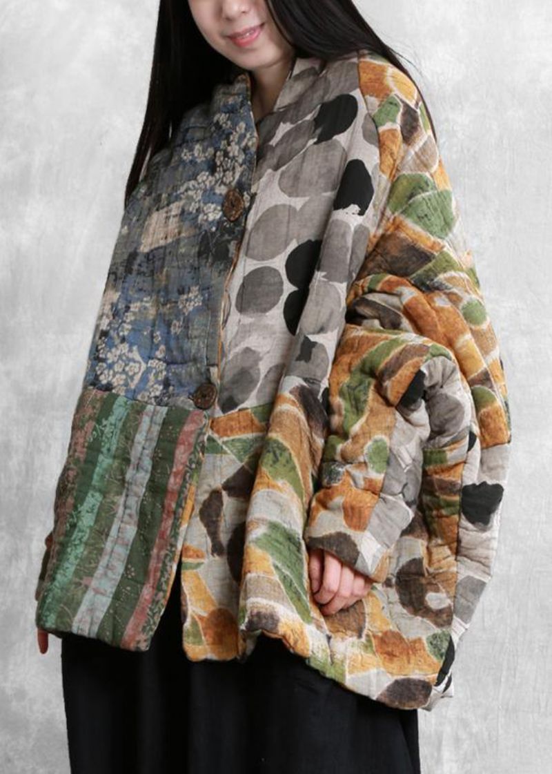 Casual Gebloemde Winterjassen Oversized Sneeuwjassen Met Vleermuismouwzakken - Dames donsjacks