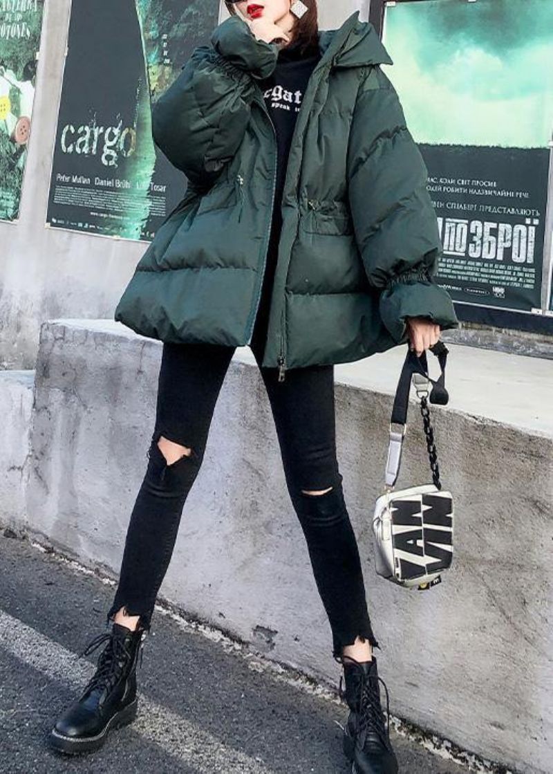 Casual Groene Parka's Voor Dames Oversized Donsjack Winterjassen Met Capuchon - Dames donsjacks