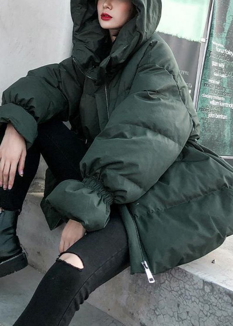 Casual Groene Parka's Voor Dames Oversized Donsjack Winterjassen Met Capuchon - Dames donsjacks