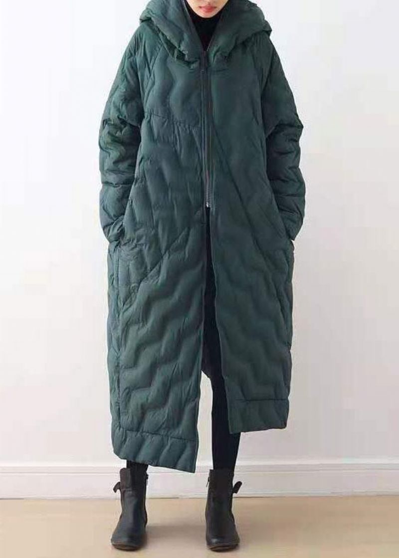 Casual Loszittende Donsjas Met Capuchon Asymmetrische Winter