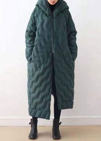 Casual Loszittende Donsjas Met Capuchon Asymmetrische Winter