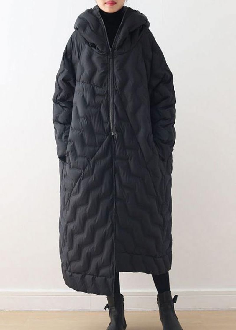 Casual Loszittende Donsjas Met Capuchon Asymmetrische Winter - Groen