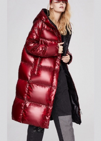 Casual Mulberry Dikke Winter Eendendonsjas Met Capuchon