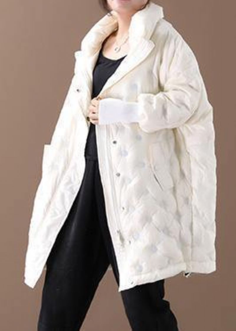 Casual Plus Size Winterjas Winterjassen Beige Opstaande Kraag Donsjack Met Ritssluiting Dames - Paars