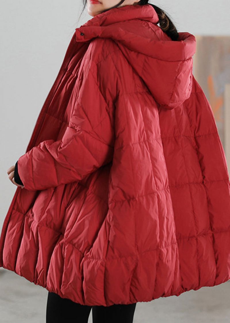 Casual Rode Ritssluiting Met Verwijderbare Eendendonsjas Winter - Rood