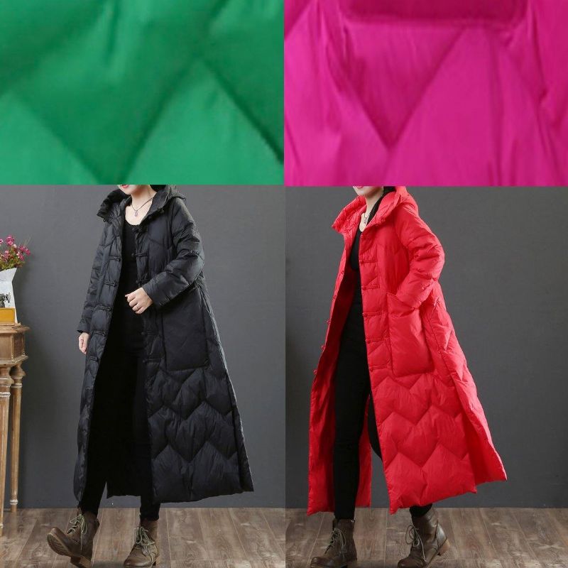 Casual Roze Warme Winterjas Loszittende Damesparka Met Capuchon Chinese Knop Uitloper - Roze