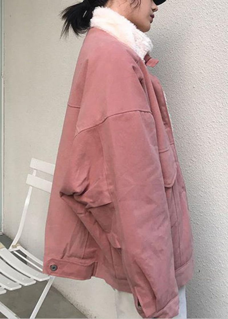 Casual Sneeuwjassen Met Opstaande Kraag Overjas Roze Winterparka's - Kaki