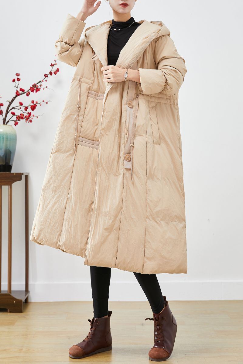 Chique Abrikooskleurige Patchwork Eendendons Canada Goose Jas Met Capuchon Winter - Dames donsjacks