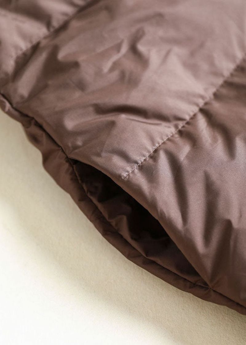 Dames Chocolade Sjaalkraag Oversized Kwastje Eendendons Jassen Winter - Dames donsjacks