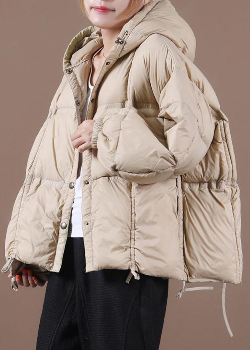 Dames Nude Warme Winterjas Loszittend Donsjack Met Capuchon En Button-down Overjas