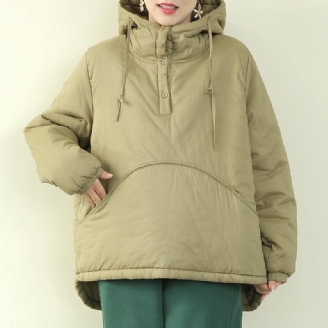 Dames Plus Size Jassen Uitloper Lichtgroene Parka Met Trekkoord En Capuchon