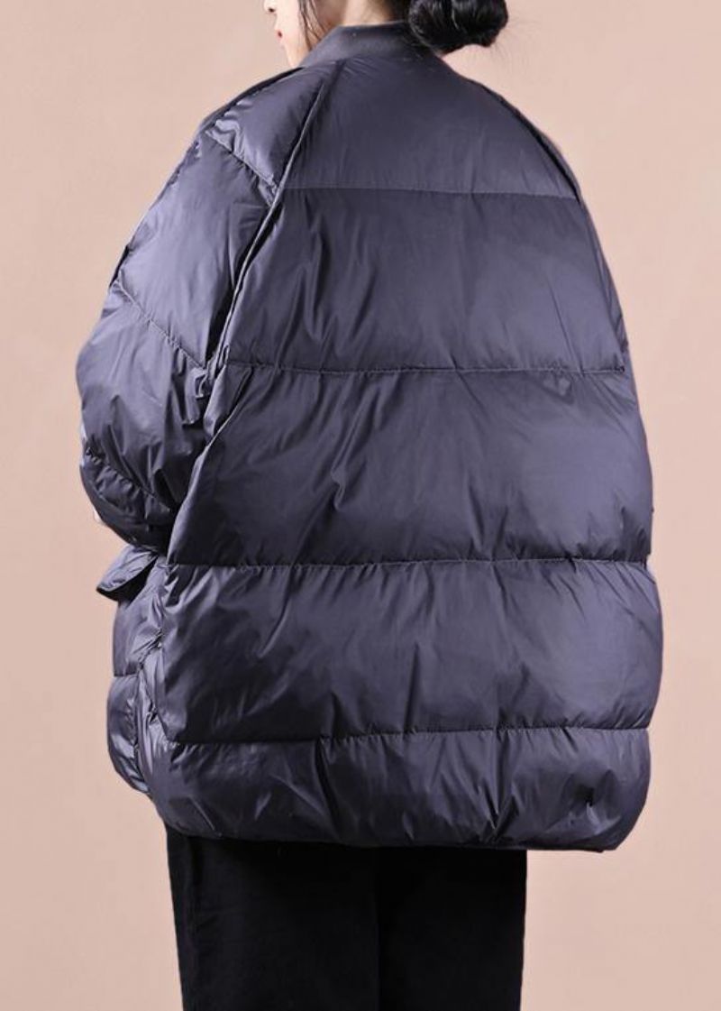 Dames Plus Size Parka Jassen Paars Grijze Zakken Warme Winterjas Met Ritssluiting - Dames donsjacks